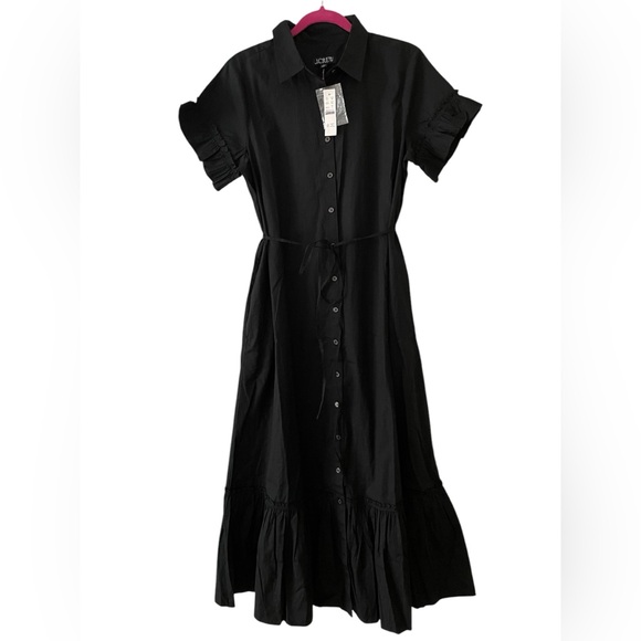 J Crew Women's Amelia Maxi Shirtdress in Black Cotton Poplin Size S - Picture 3 of 11